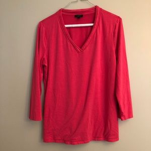 3/4 length Pink v-neck shirt